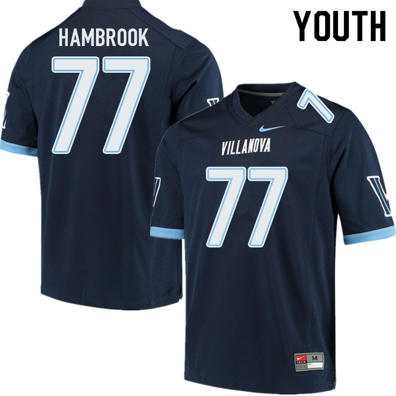 Youth #77 William Hambrook Villanova Wildcats College Football Jerseys Sale-Navy